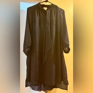 STYLUS Navy Dress with Red Polka Dots